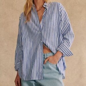 Sezane Max Shirt in Blue Stripe